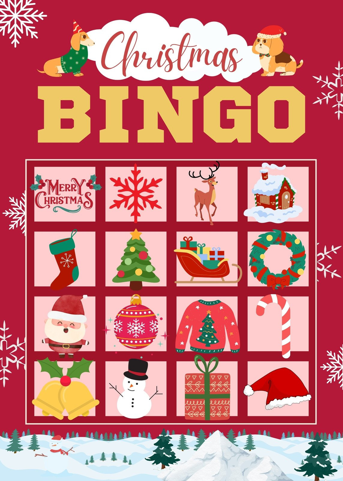 Free Printable Christmas Bingo Card Templates | Canva inside Free Printable Christmas Bingo Cards 1-75