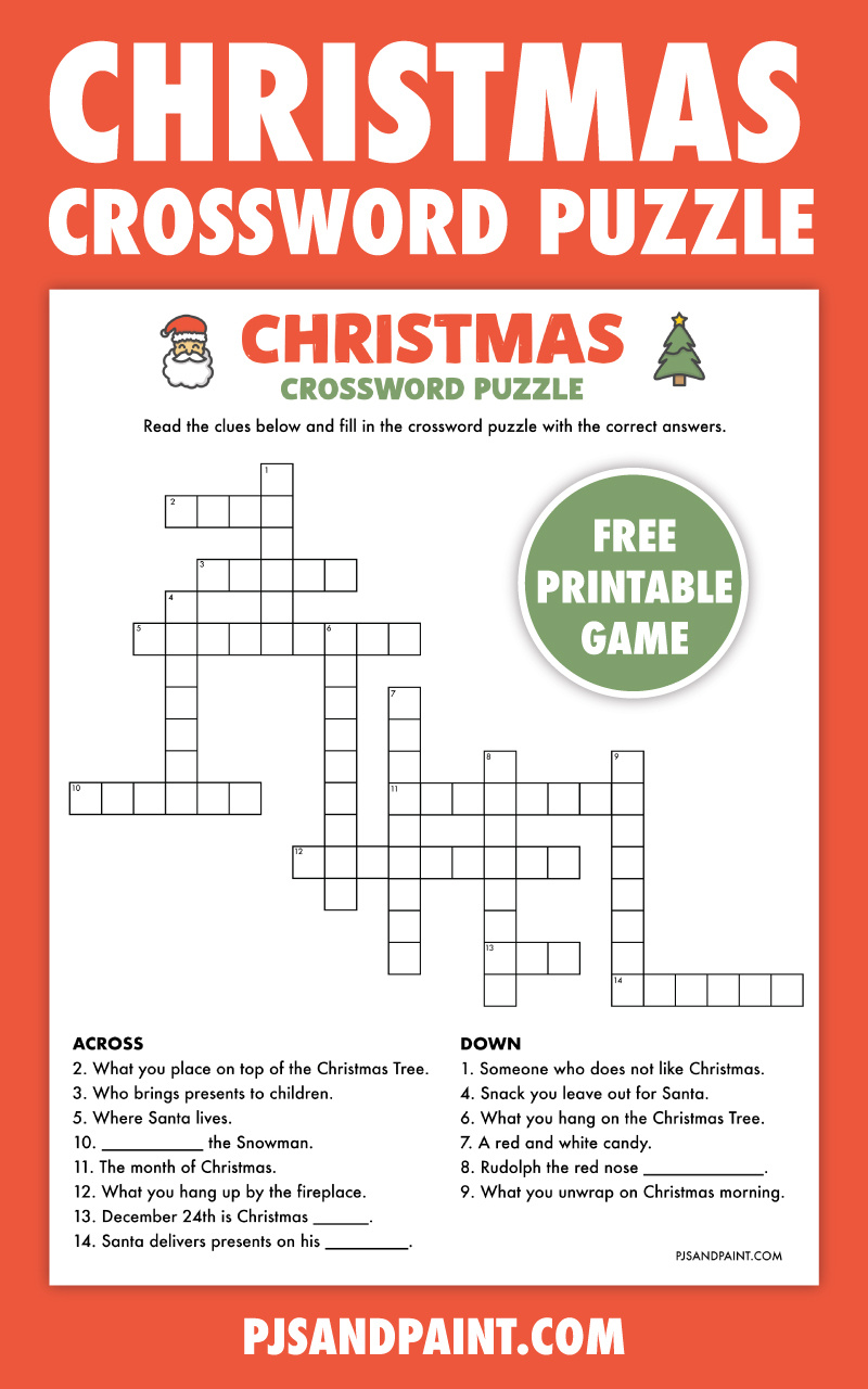 Free Printable Christmas Crossword Puzzle - Pjs And Paint inside Christmas Crossword Puzzle Printable