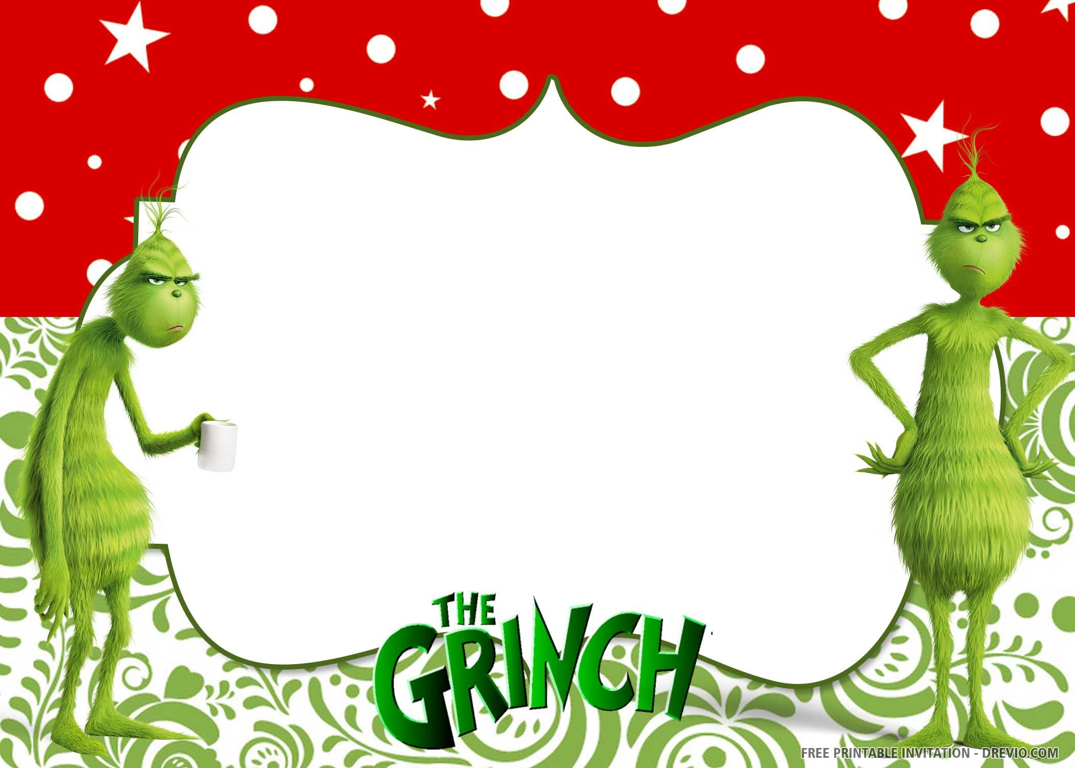 Free Printable) - Christmas Grinch Baby Shower Invitation Templates in Free Printable Grinch Invitation Template