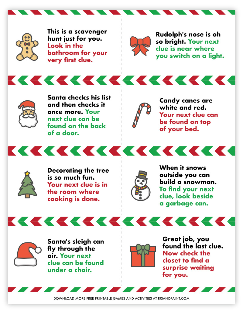 Free Printable Christmas Scavenger Hunt - Pjs And Paint regarding Free Christmas Scavenger Hunt Printables