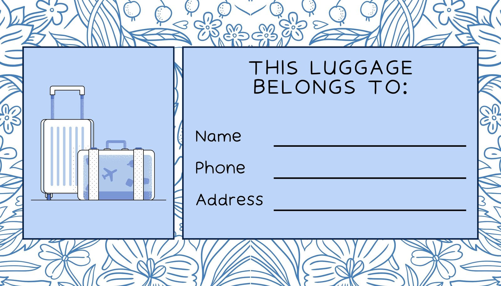 Free Printable, Customizable Luggage Tag Templates | Canva intended for Luggage Tags Printable Free