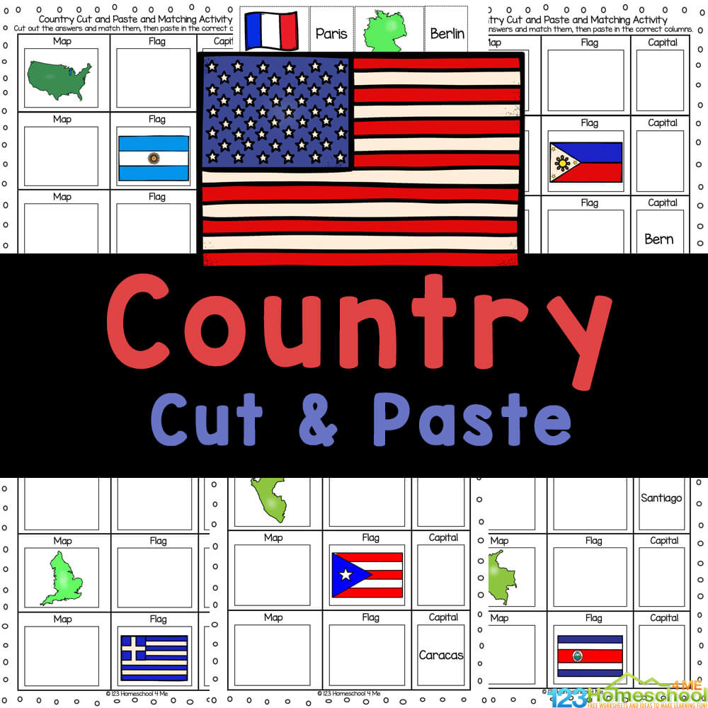 Free Printable Cut-And-Paste Country Worksheets in Flags of the World Free Printable