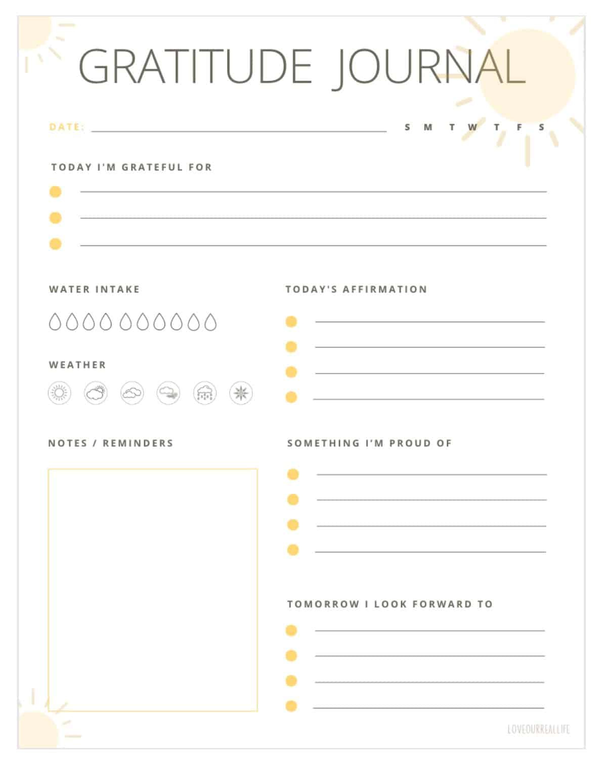 Free Printable Daily Gratitude Journal Template With Prompts pertaining to Gratitude Journal Free Printables