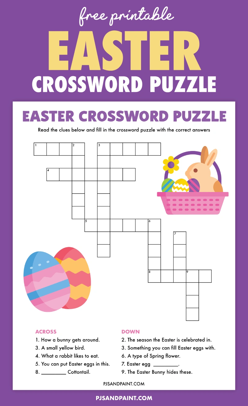 Free Printable Easter Crossword Puzzle - Pjs And Paint intended for Easter Crossword Puzzle Printable