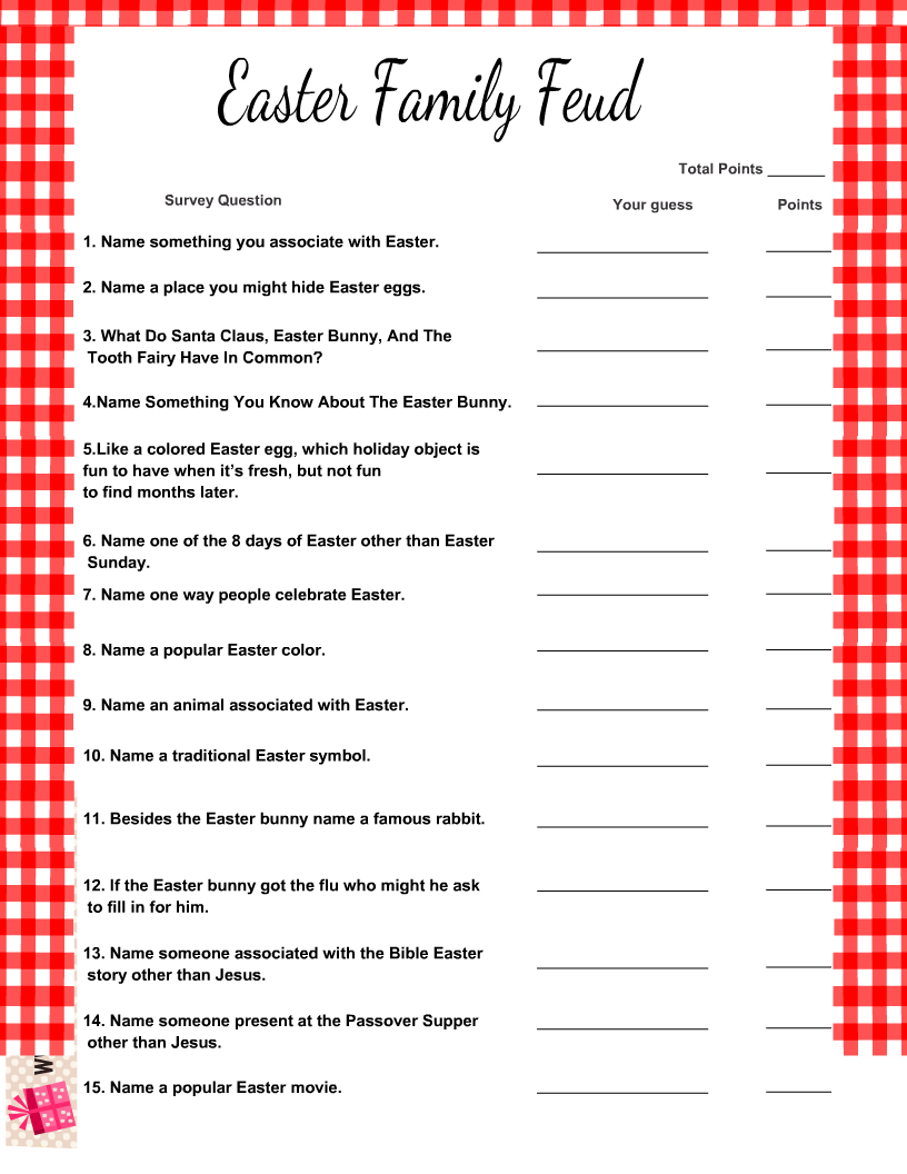 Free Printable Easter Feud, Family Feud-Inspired Game for Free Printable Easter Family Feud