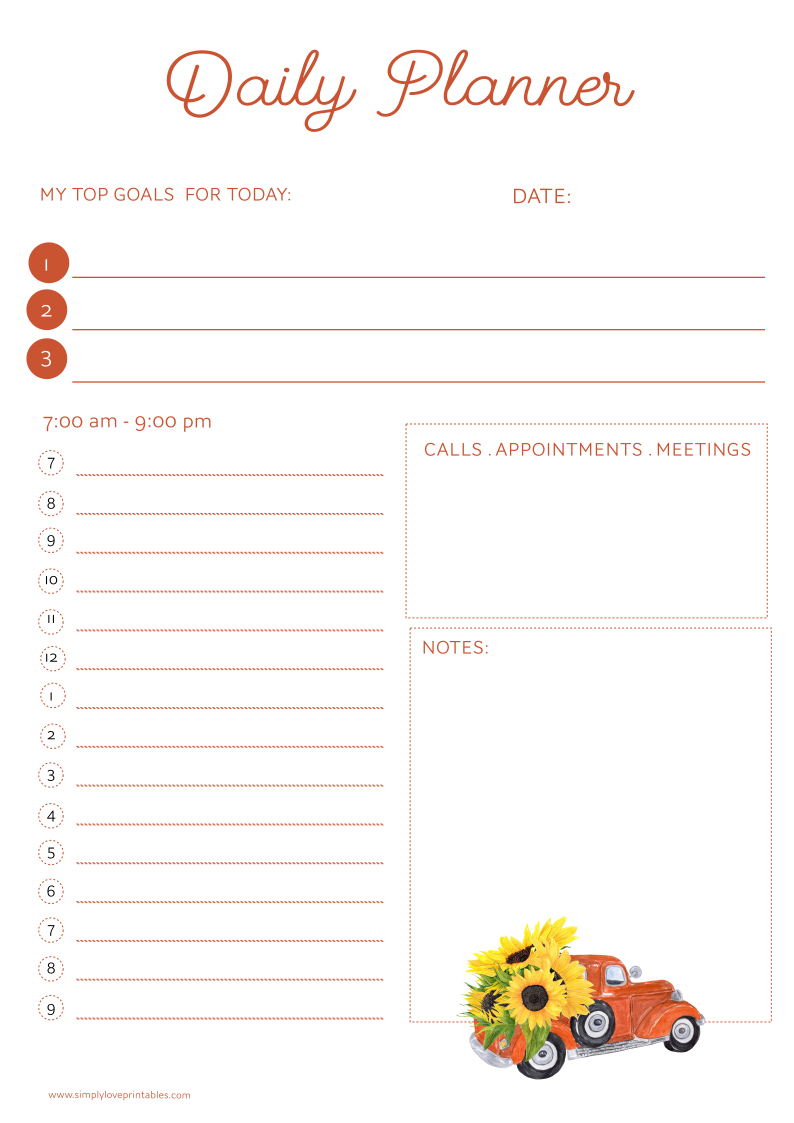 Free Printable Fall Planner Pages - Simply Love Printables throughout Free Daily Planner Autumn Printable