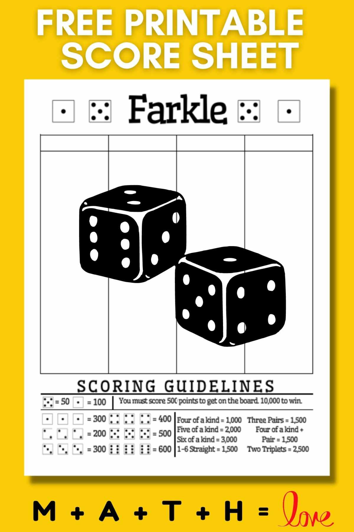 Free Printable Farkle Score Sheet With Scoring Rules (Pdf) regarding Farkle Score Sheet Free Printable