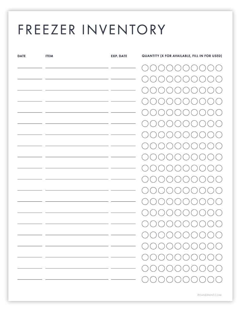 Free Printable Freezer Inventory Tracker - Pjs And Paint for Free Printable Freezer Inventory Sheet