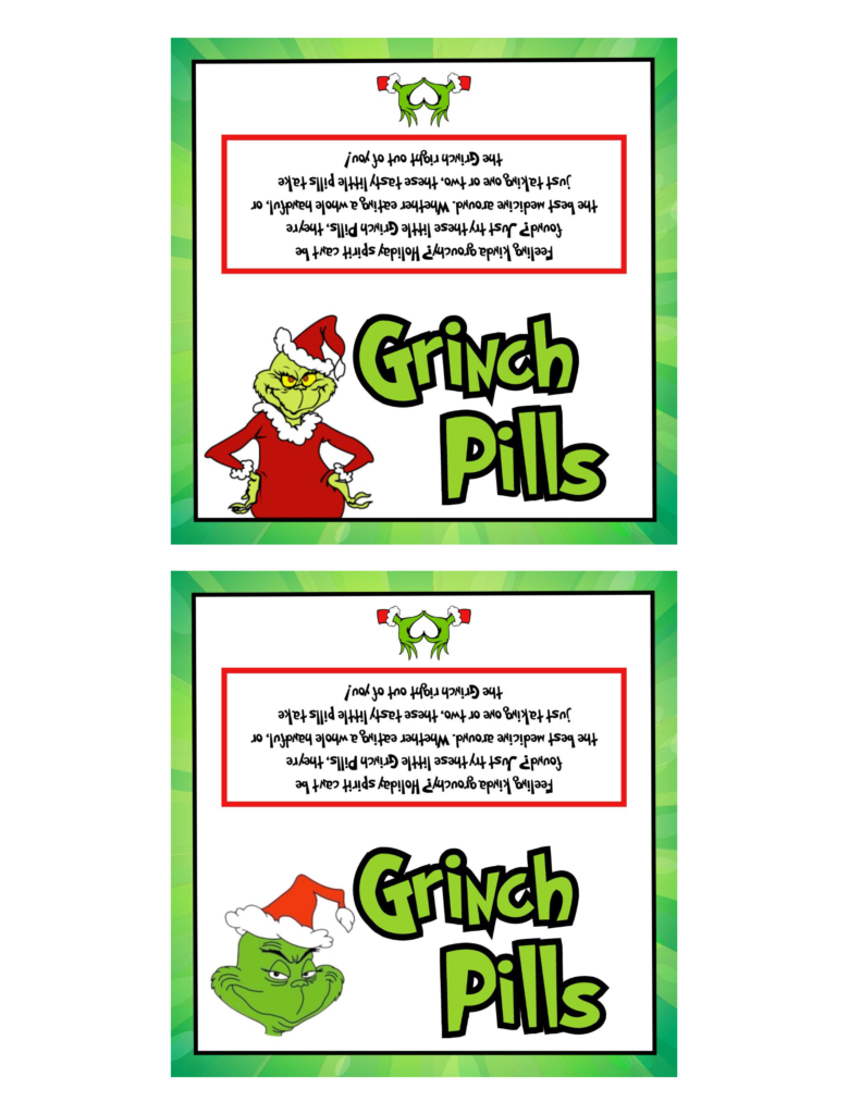 Free Printable Grinch Pills Bag Topper | Baking You Happier inside Free Grinch Pills Printable Tags