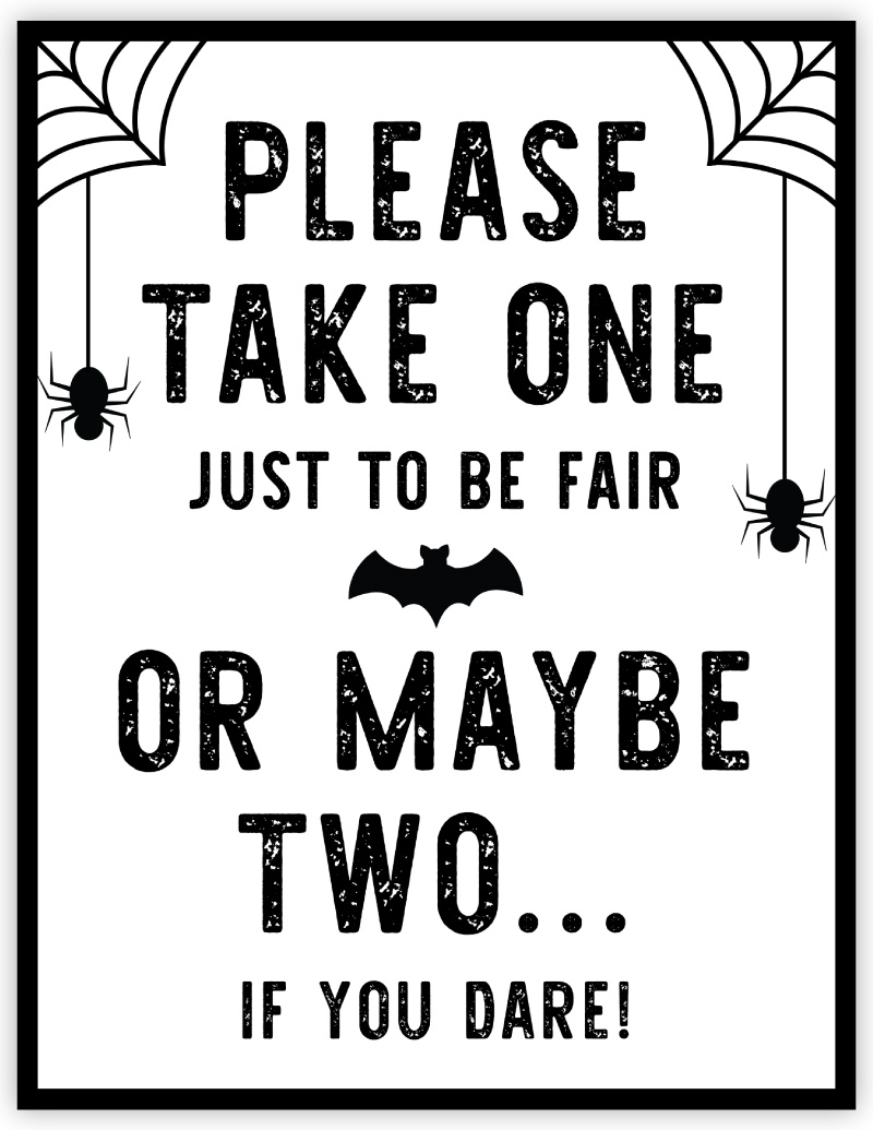 Free Printable Halloween Candy Sign | Please Take One - Pjs And Paint regarding Halloween Candy Sign Printable Free