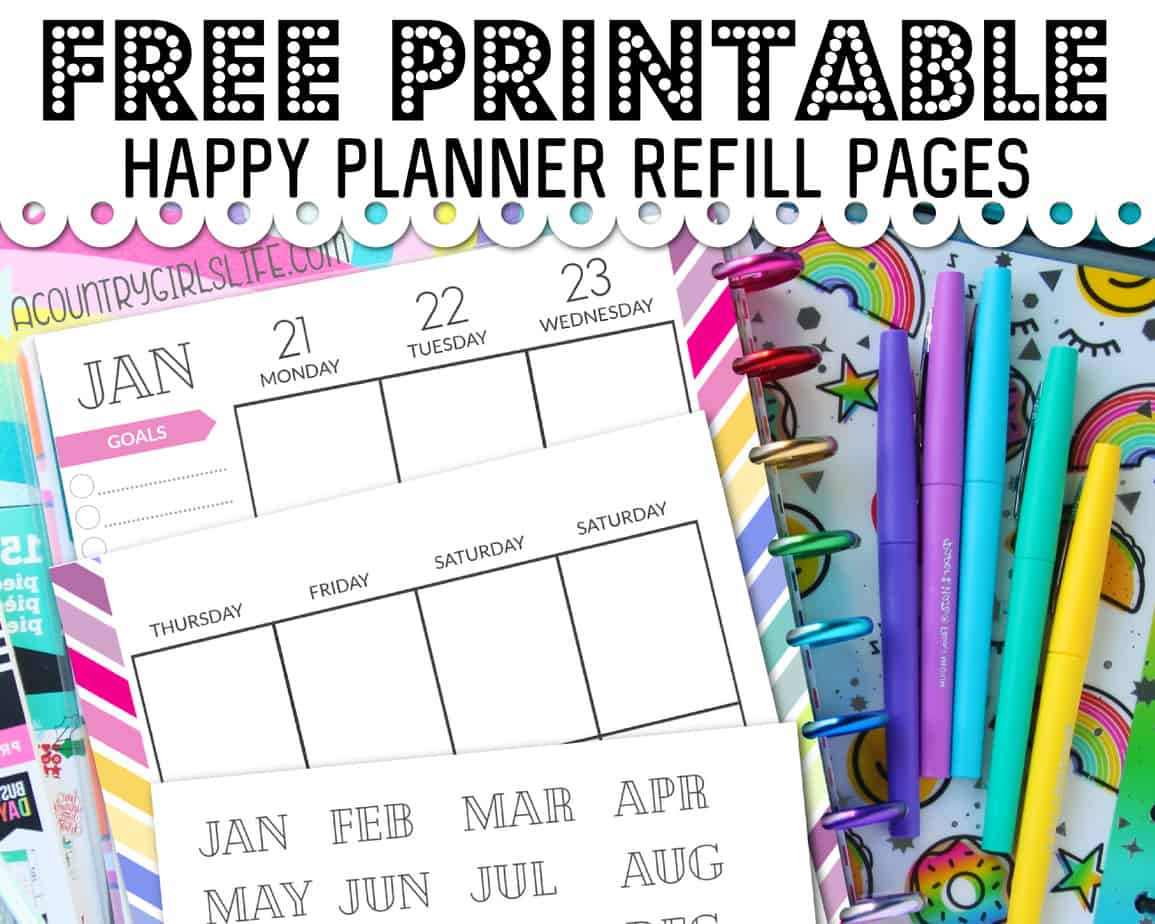 Free Printable Happy Planner Refill Pages {Classic Sized} - A for Free Big Happy Planner Printables