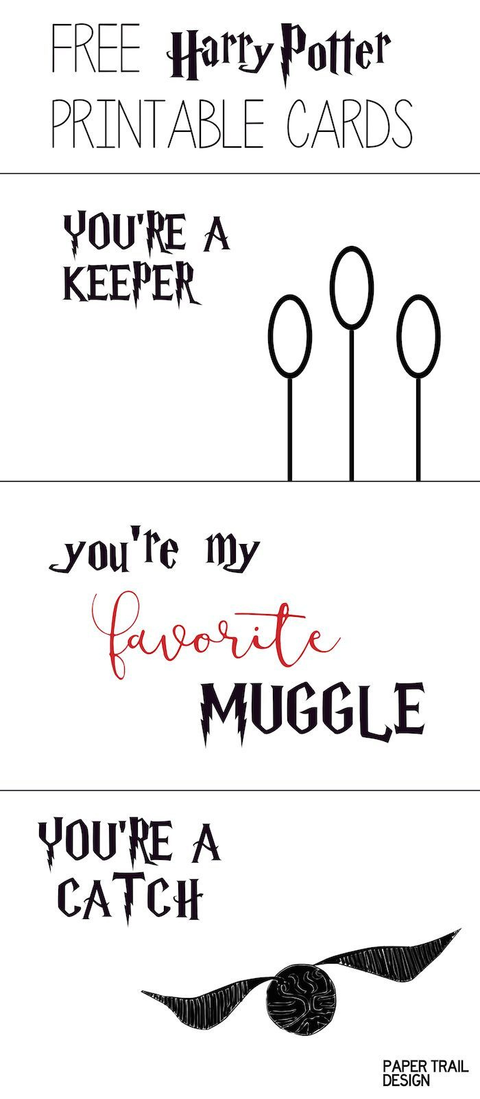 Free Printable: Harry Potter Cards - Paper Trail Design throughout Harry Potter Birthday Card Printables Free