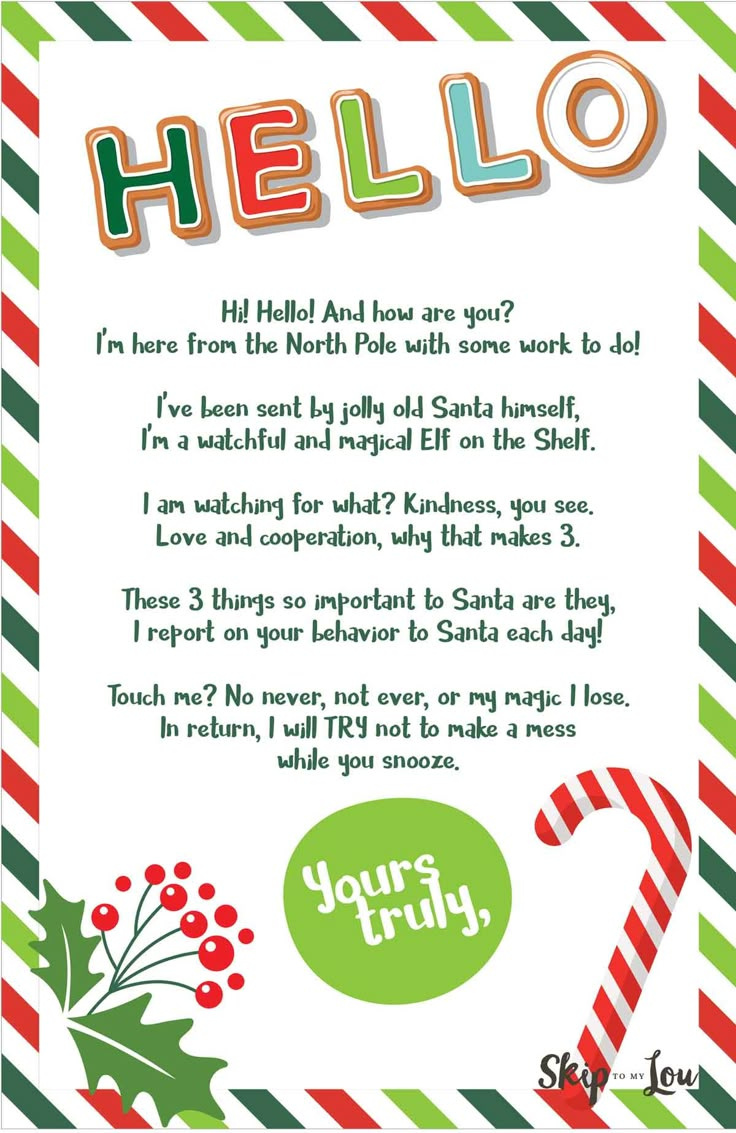 Free Printable Hello And Goodbye Elf Letters | Skip To My Lou throughout Elf Welcome Letter Free Printable