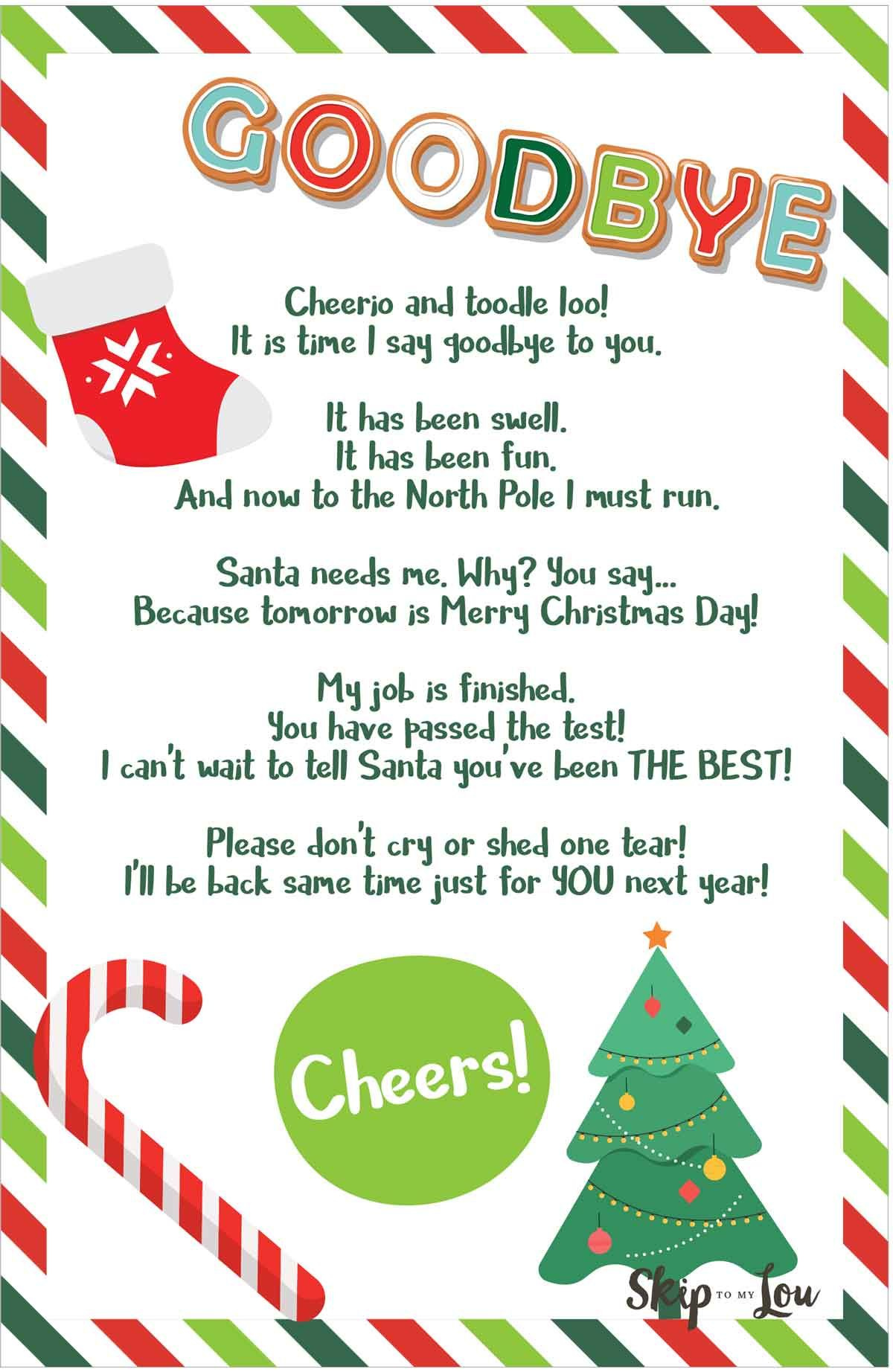 Free Printable Hello And Goodbye Elf Letters | Skip To My Lou with Free Printable Goodbye Elf Letter