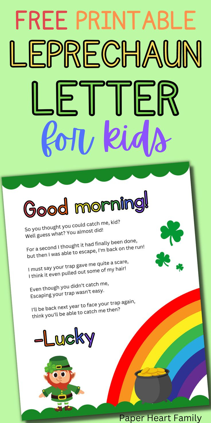 Free Printable Leprechaun Letter For Kids regarding Free Printable Leprechaun Trap Notes