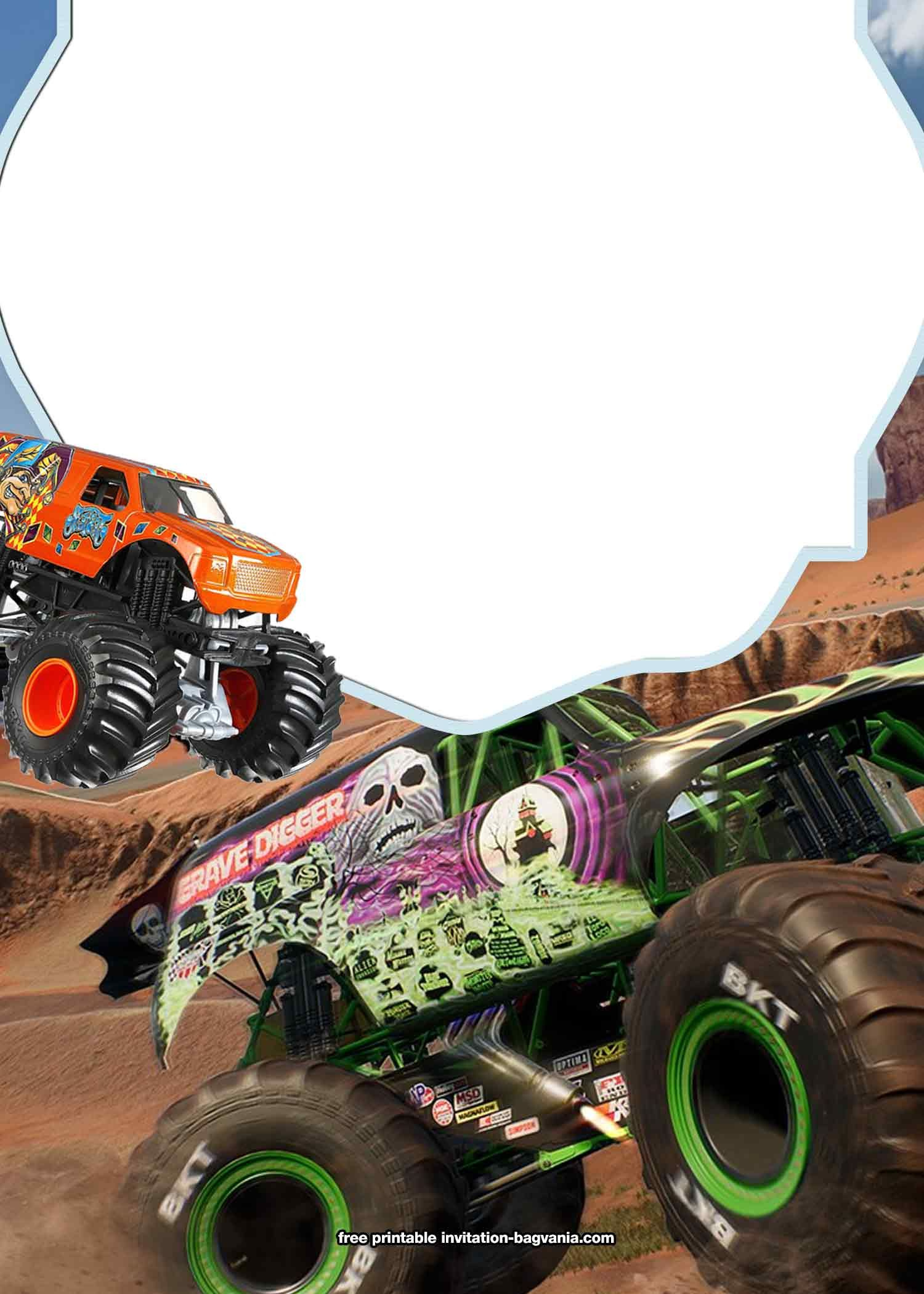 Free Printable Monster Truck Birthday Invitation Templates with Monster Jam Invitations Printable Free