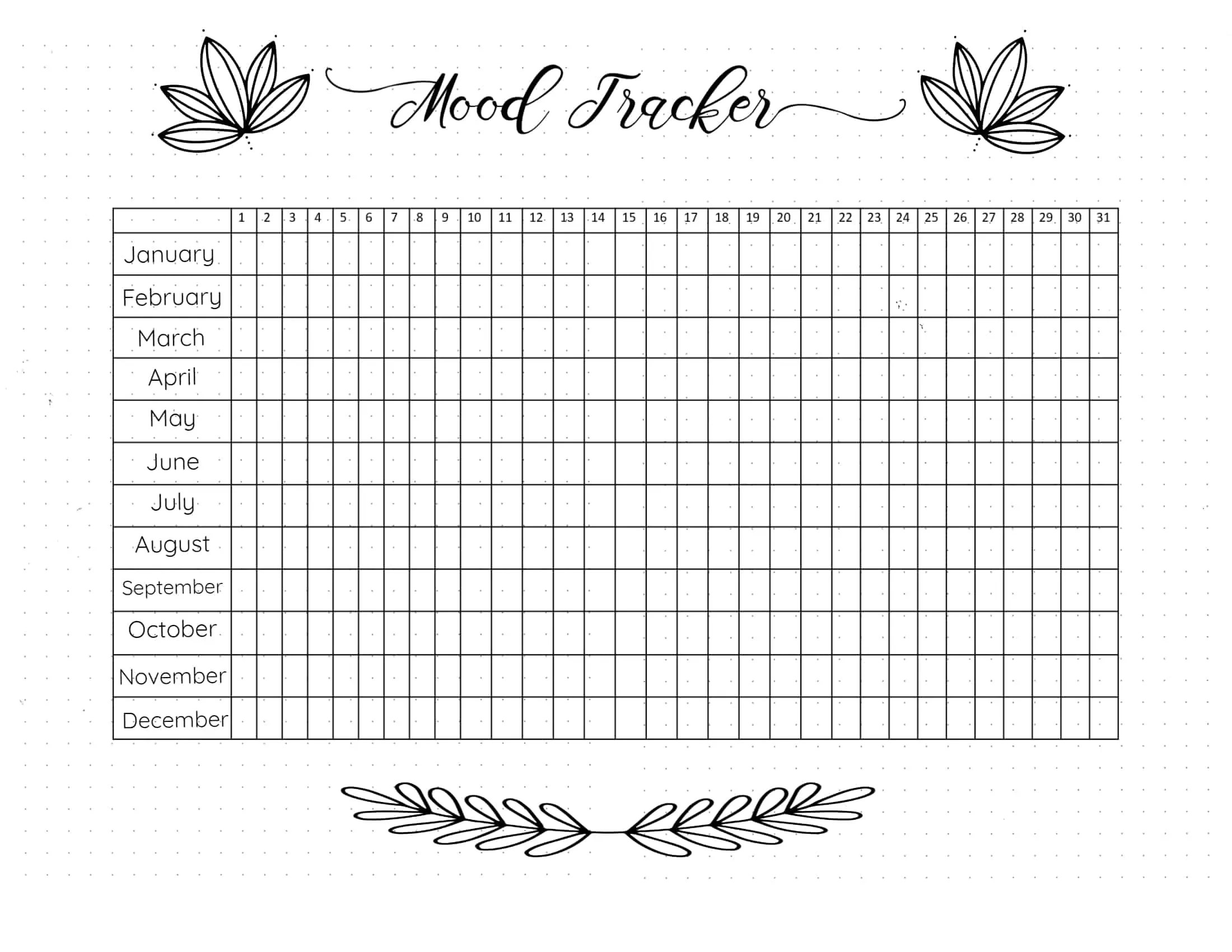 Free Printable Mood Tracker Bullet Journal + 20 Templates intended for Free Printable Mood Tracker Bullet Journal