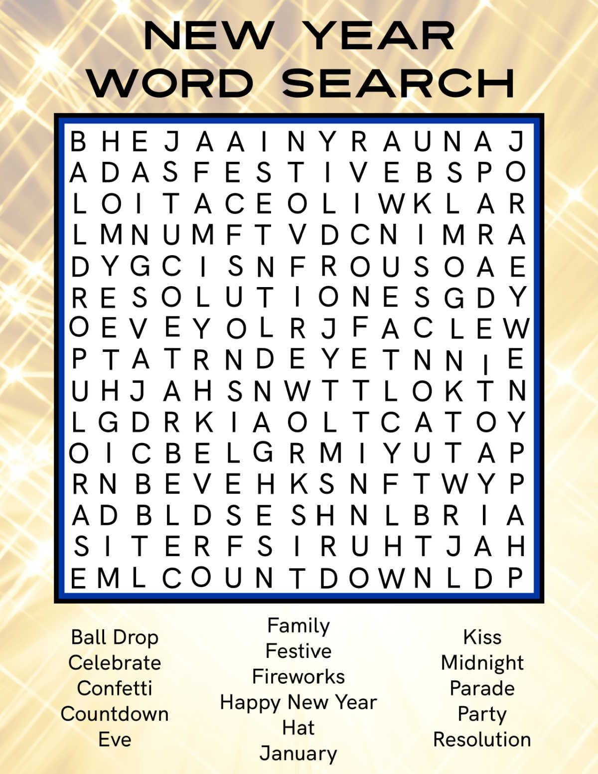 Free Printable New Year Word Search - Mama Likes This pertaining to New Years Word Search Free Printable