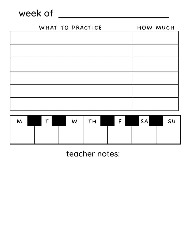 Free Printable Piano Practice Tracking Charts - Saving Talents regarding Free Printable Piano Practice Chart