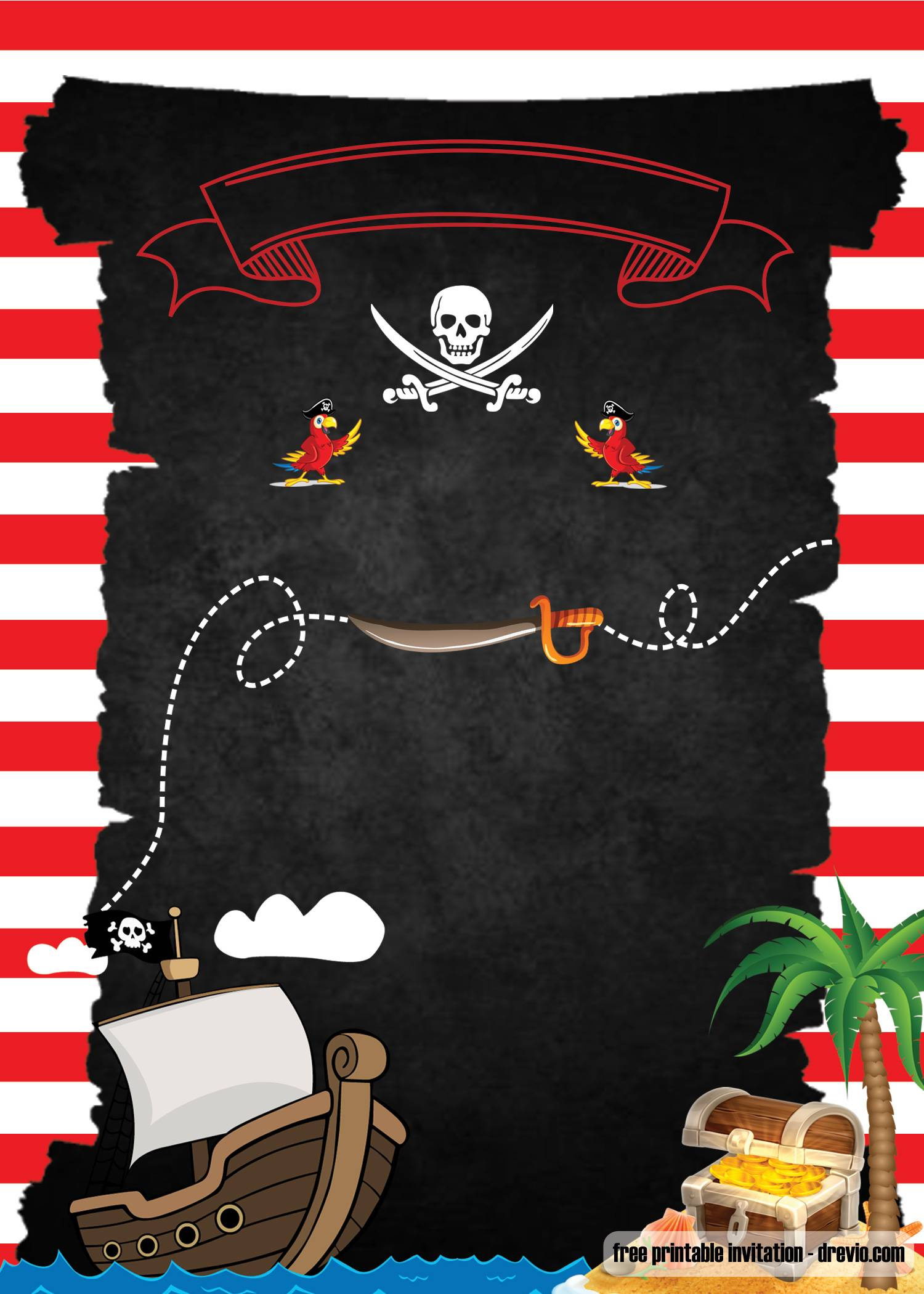 Free Printable Pirate Party Invitations Template in Pirate Party Free Printables