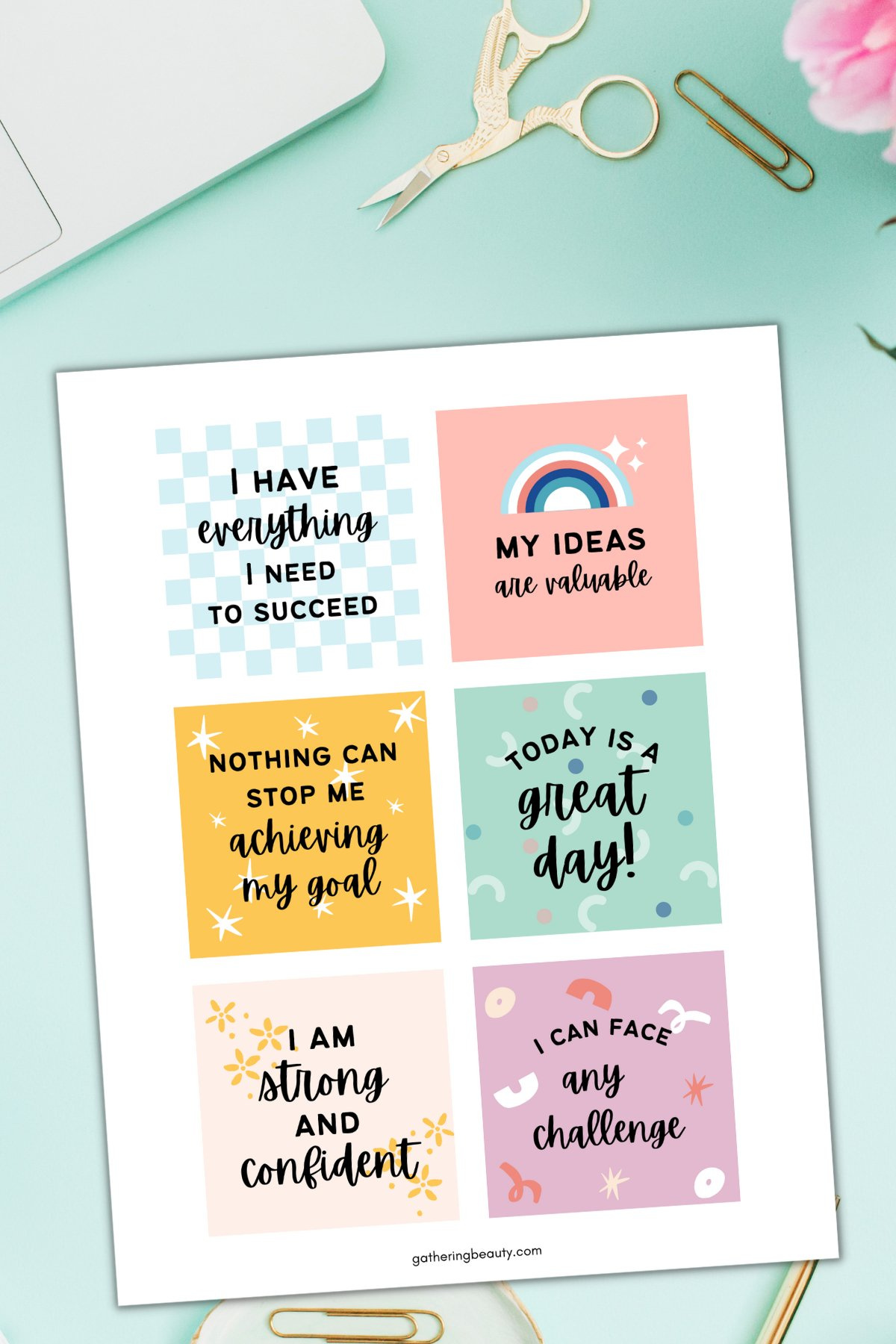 Free Printable Positive Affirmation Cards — Gathering Beauty inside Free Printable Affirmation Cards