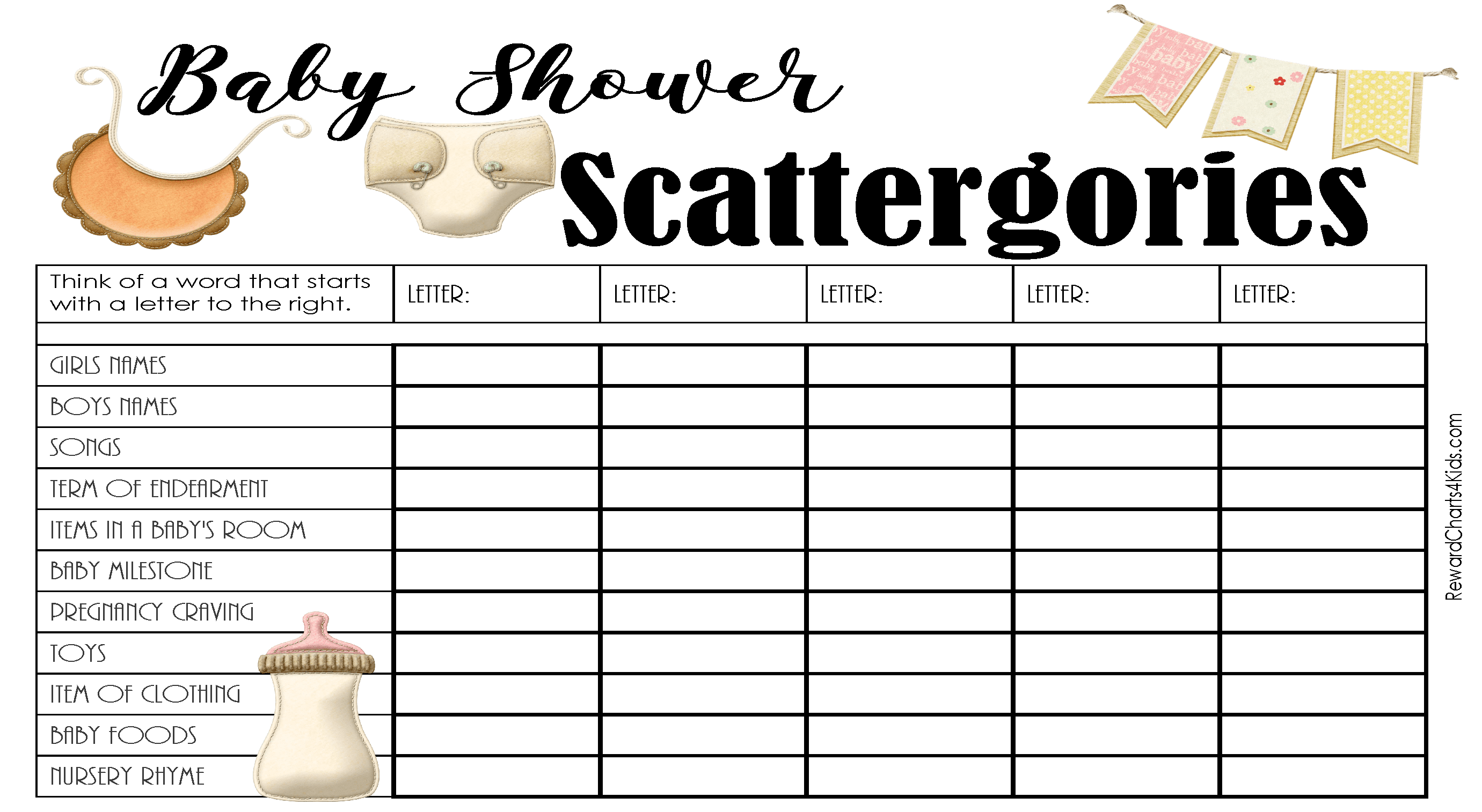 Free Printable Scattergories Lists | Instant Download for Free Printable Scattergories Printable Sheets