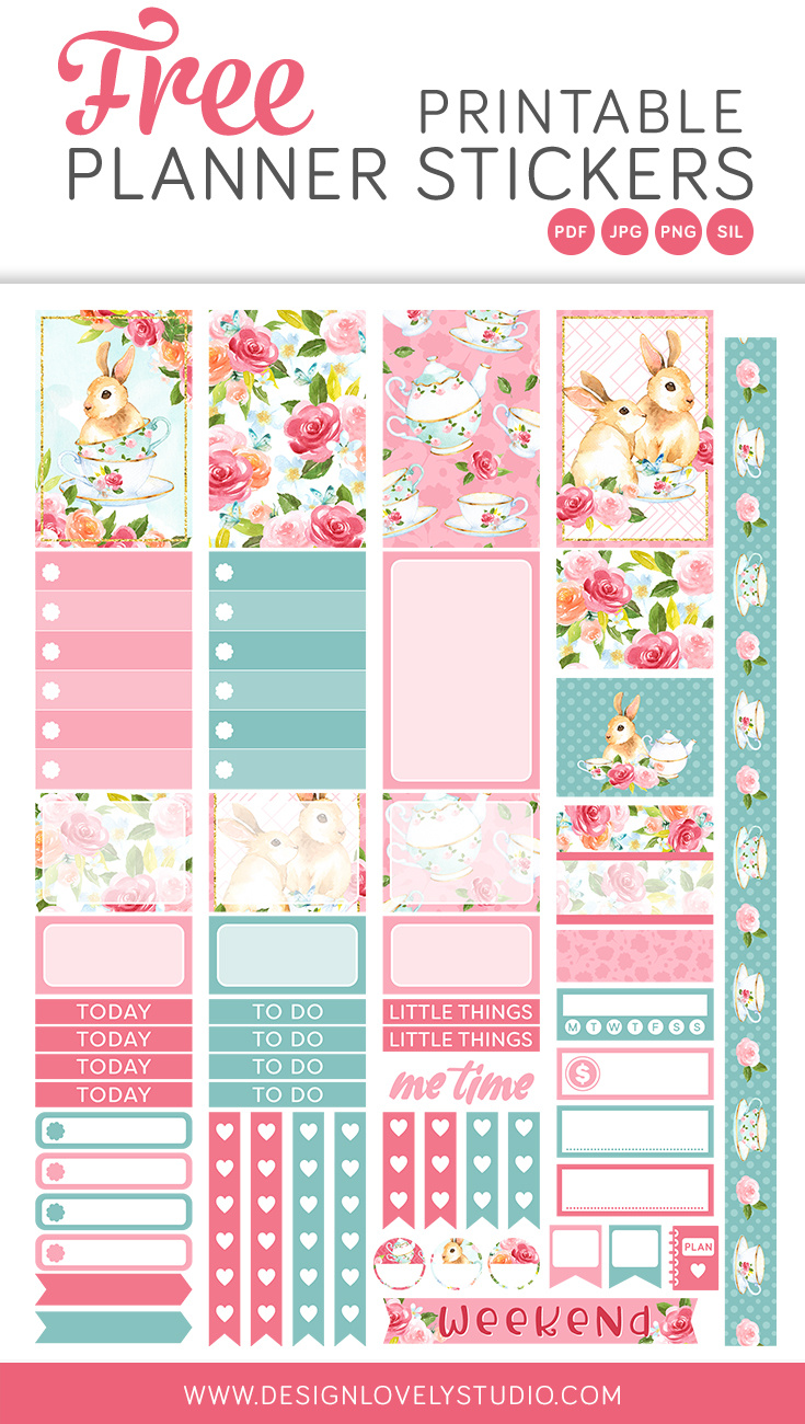 Free Printable Spring Planner Stickers — Design Lovely Studio for Free Happy Planner Printable Stickers