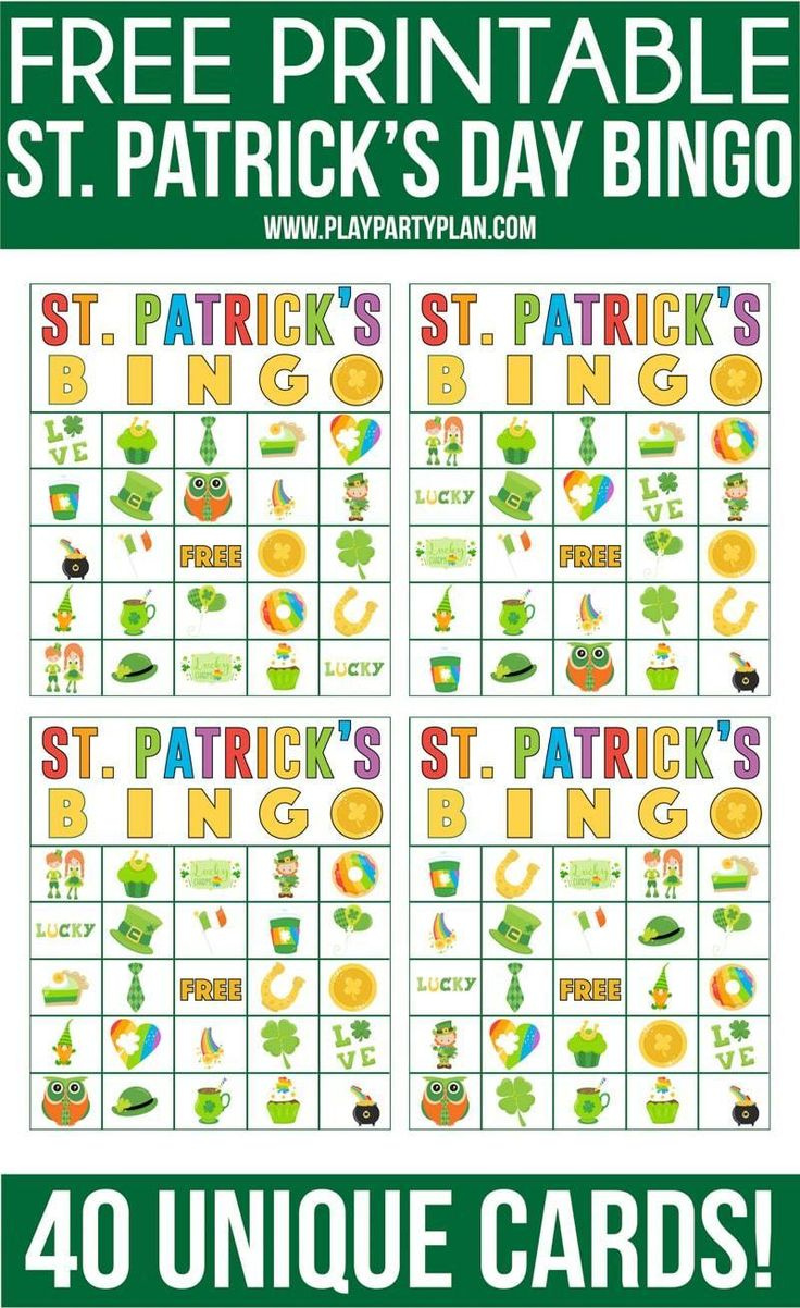 Free Printable St. Patrick&amp;#039;S Day Bingo (40 Cards) - Play Party Plan for St Patricks Day Bingo Cards Printable Free