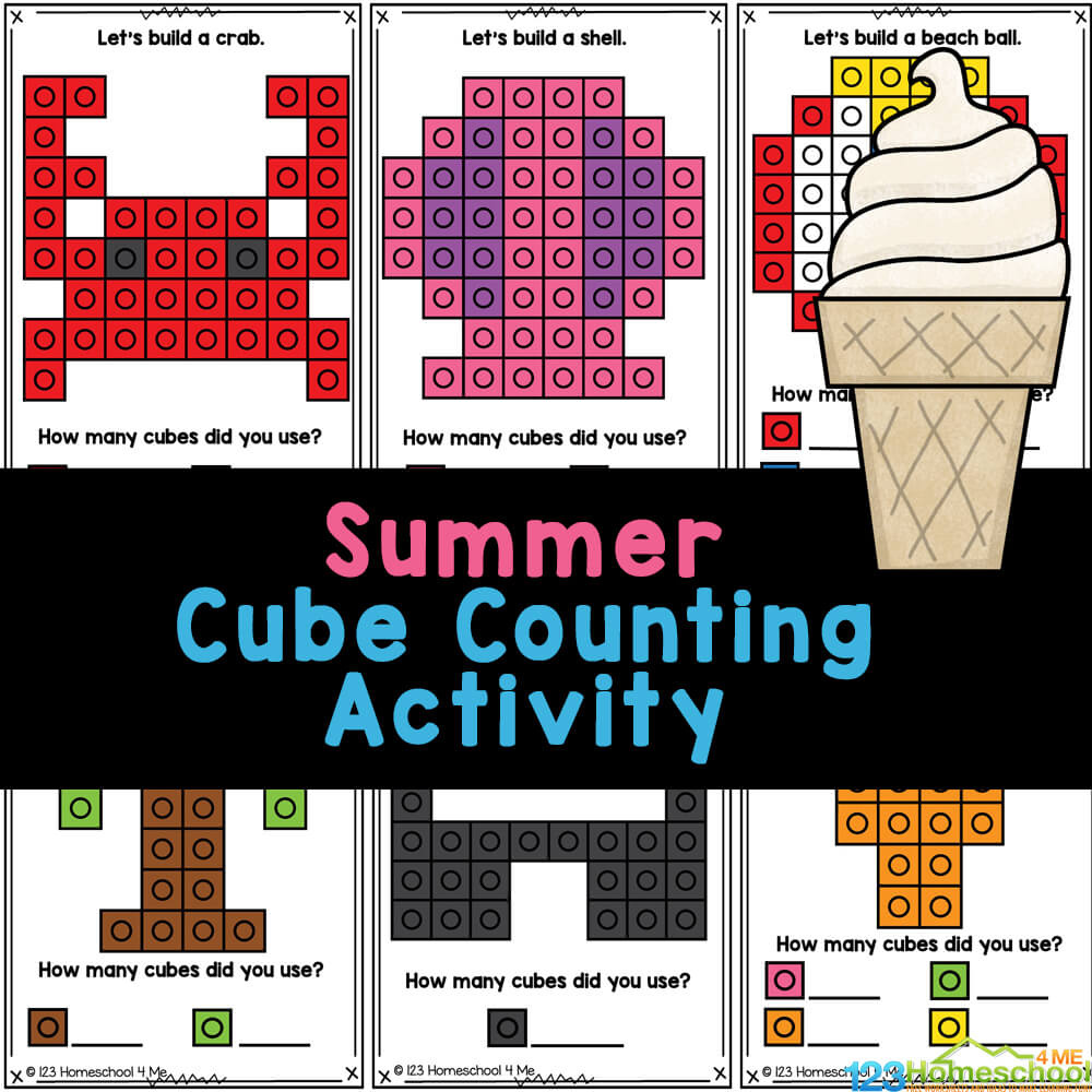 Free Printable Summer Math Activity With Snap Cube Pattern Cards in Free Printable Unifix Cubes Worksheets