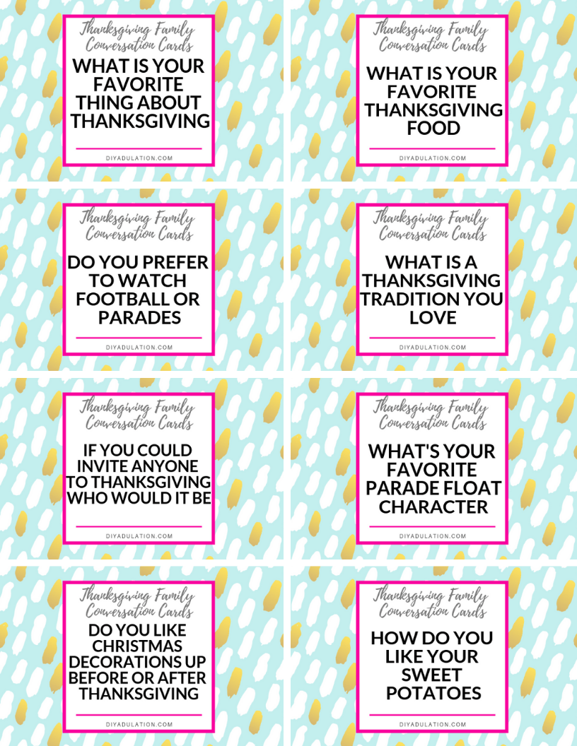 Free Printable Thanksgiving Family Dinner Conversation Cards - Diy with Free Printable Conversation Cards