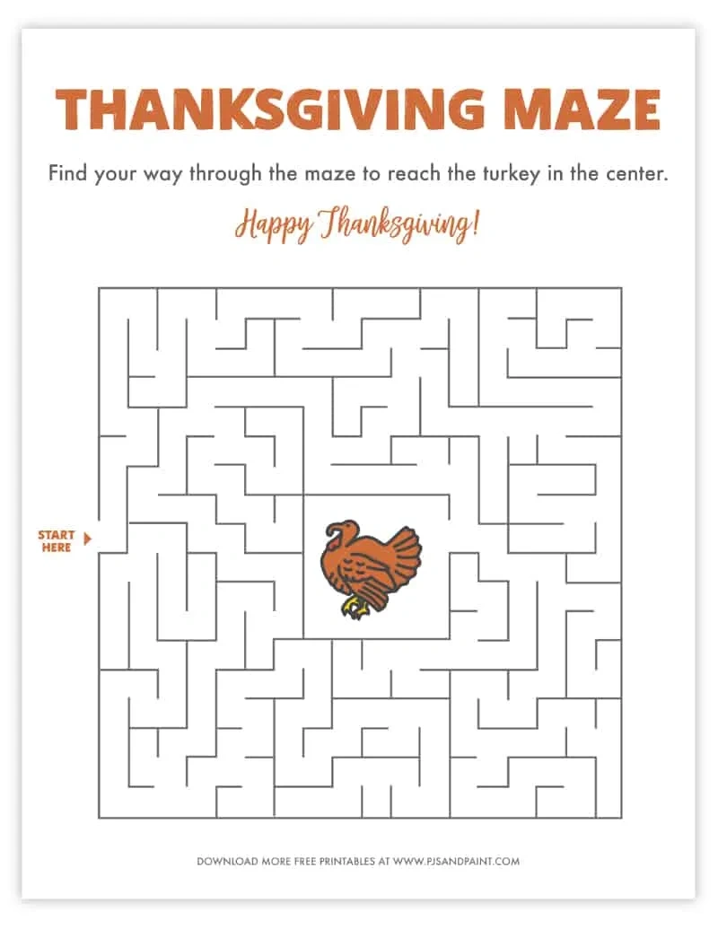 Free Printable Thanksgiving Maze - Thanksgiving Games And Activities pertaining to Free Printable Thanksgiving Mazes