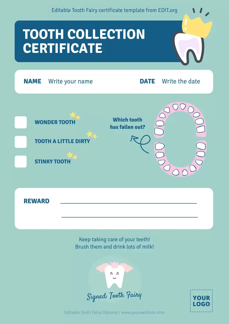 Free Printable Tooth Fairy Certificates with Printable Tooth Fairy Certificates Free