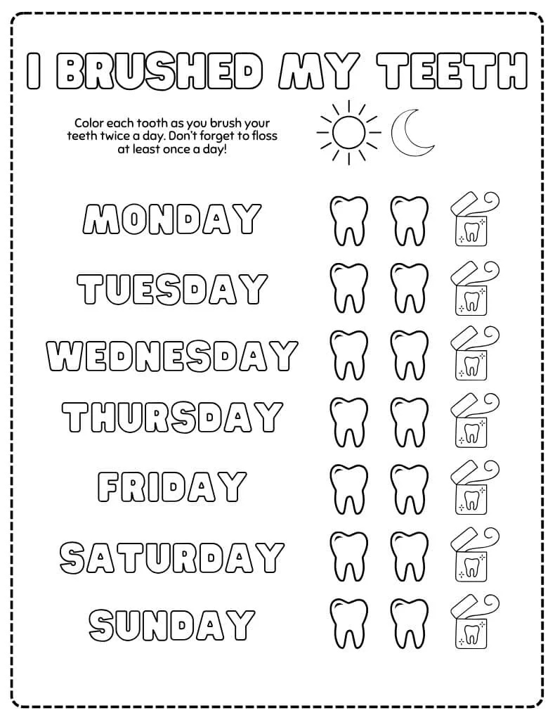 Free Printable Toothbrushing Chart For Kids for Free Printable Tooth Brushing Chart