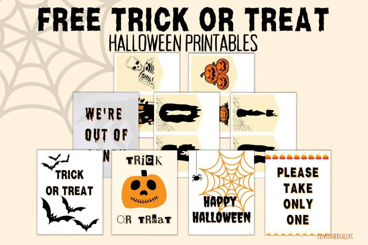 Free Printable Trick Or Treat Signs For Halloween ⋆ Love Our Real inside Free Printable Trick or Treat Signs