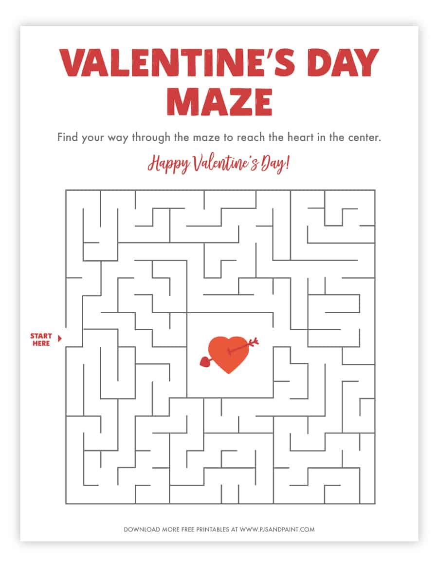 Free Printable Valentine'S Day Maze inside Valentine&amp;#039;s Day Maze Free Printable