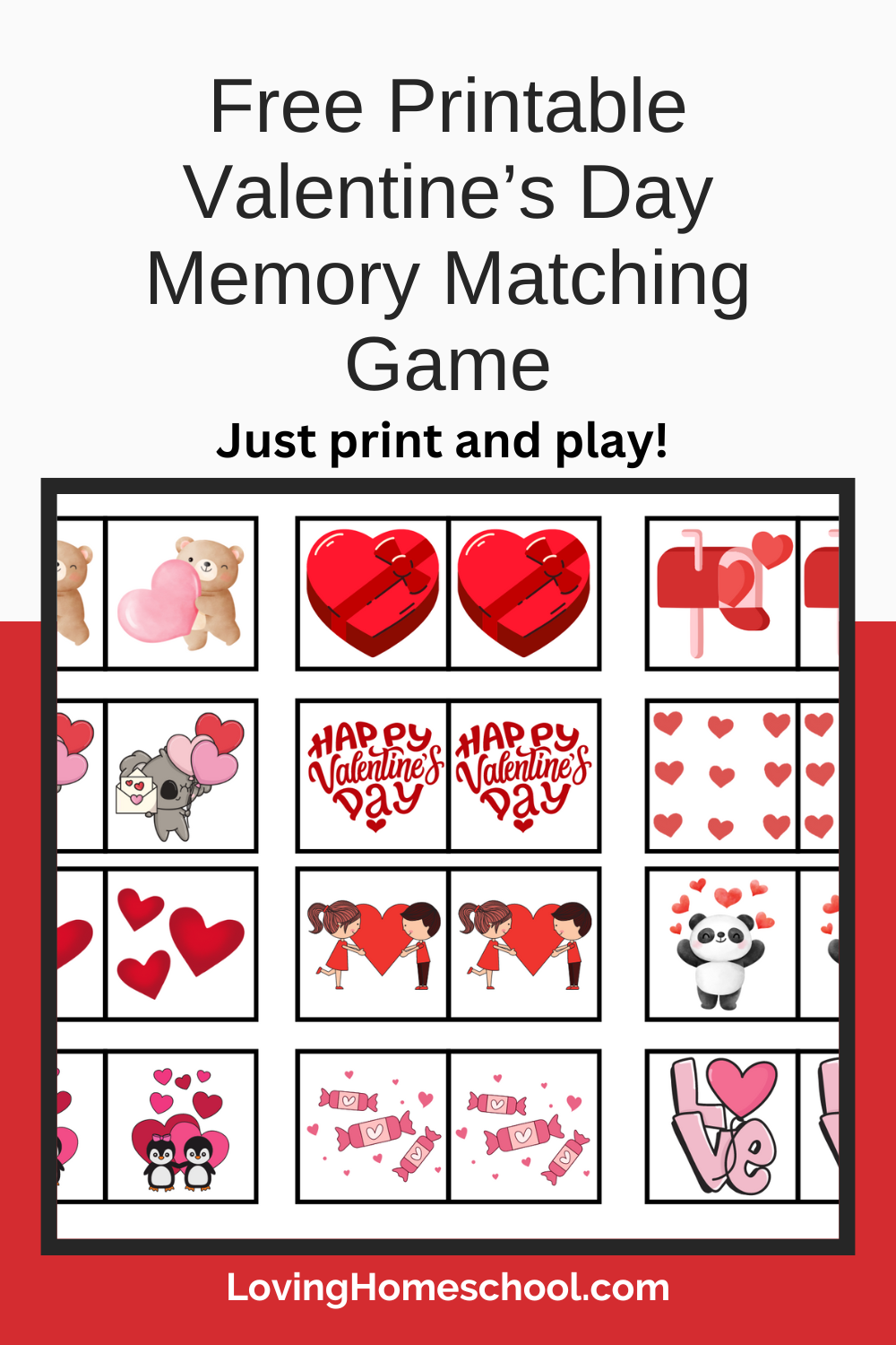 Free Printable Valentine'S Day Memory Matching Game with Free Printable Valentine Game