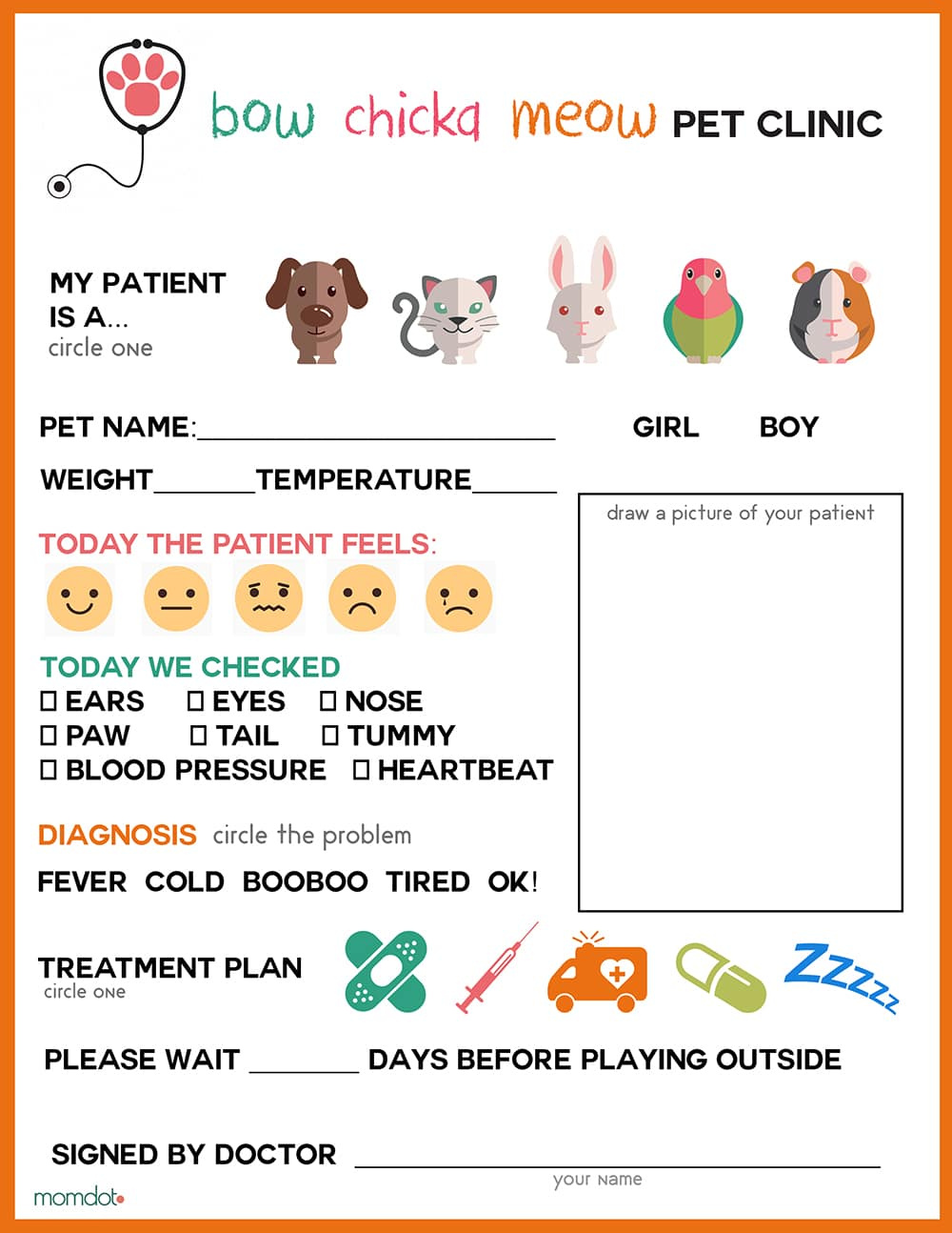 Free Printable: Vet Office Pretend Play Sheet with regard to Vet Clinic Dramatic Play Free Printables