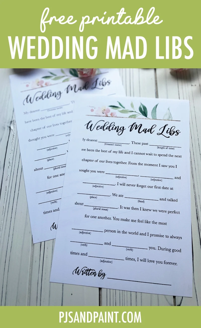 Free Printable Wedding Mad Libs Game - Pjs And Paint with regard to Wedding Mad Libs Free Printable