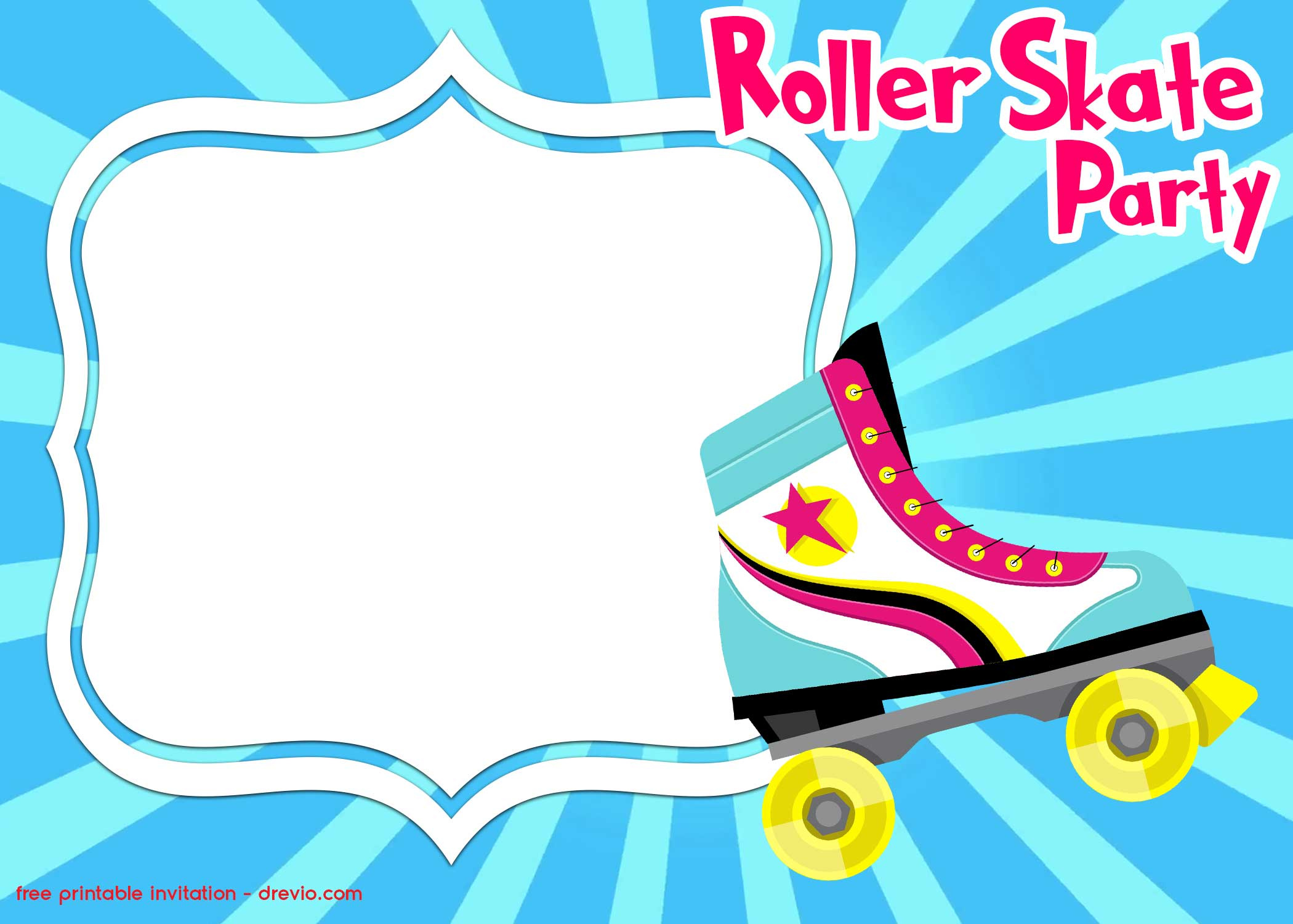 Free Roller Skating Invitation Templates in Free Printable Roller Skating Party Invitations