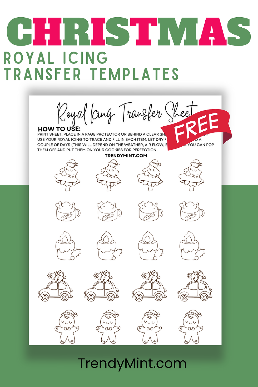 Free Royal Icing Transfer Templates | Perfect For Cookie Designs for Printable Free Royal Icing Transfer Templates Christmas