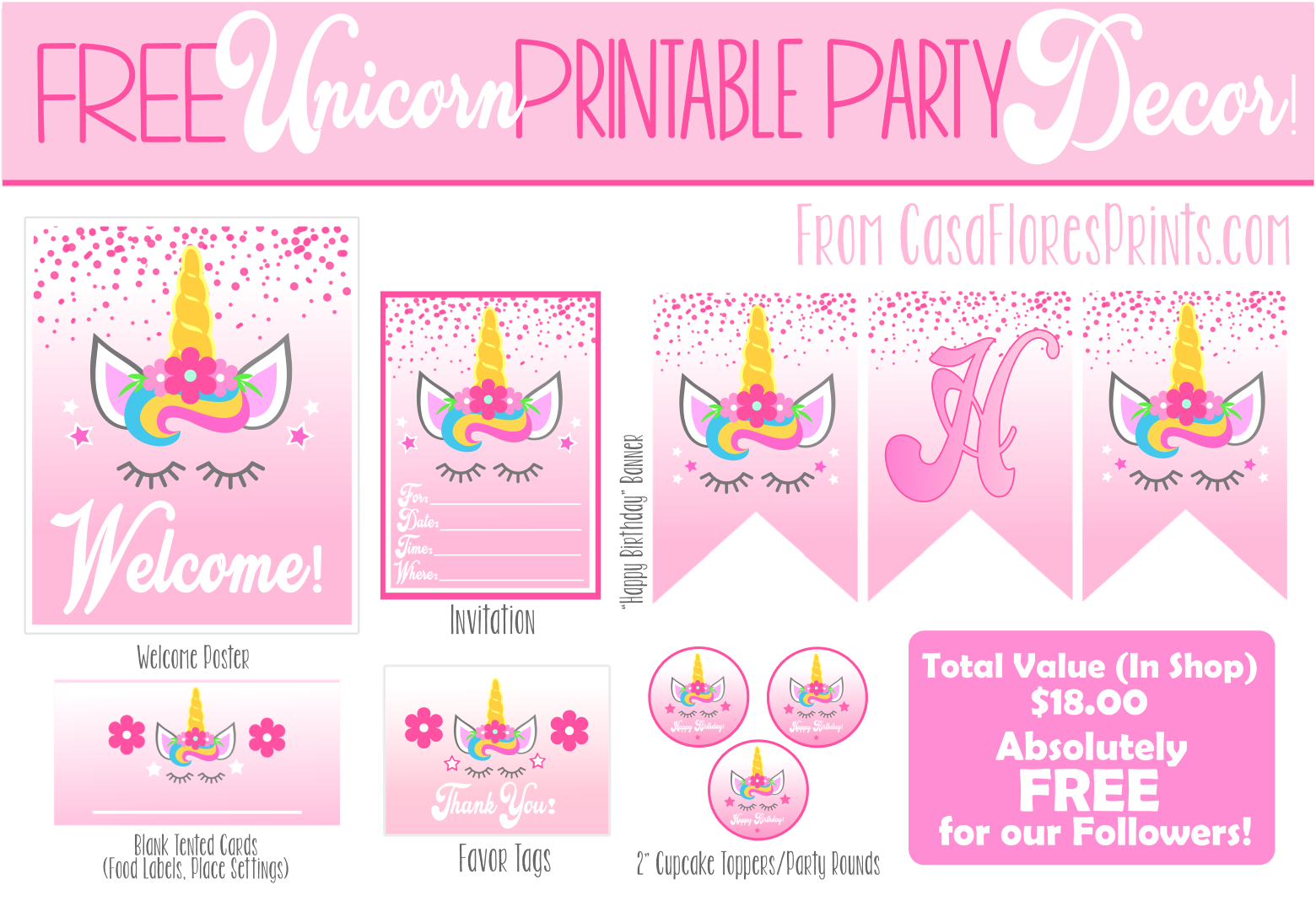 Free Unicorn Party Printables pertaining to Free Unicorn Party Printables