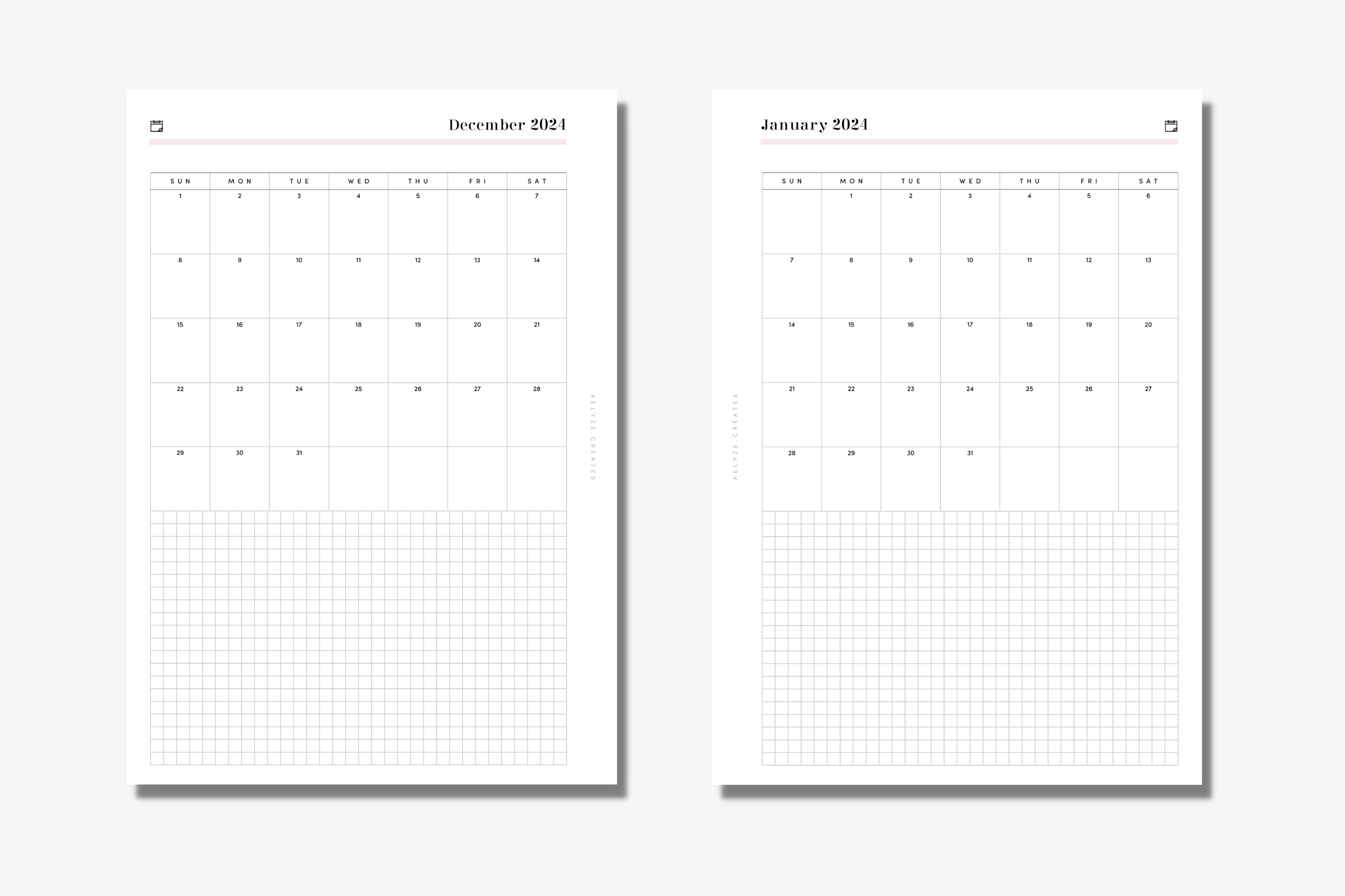 Freebie - 7 Sizes - 2024 Monthly Planner - Aelyzecreates pertaining to Free Planner Refills Printable