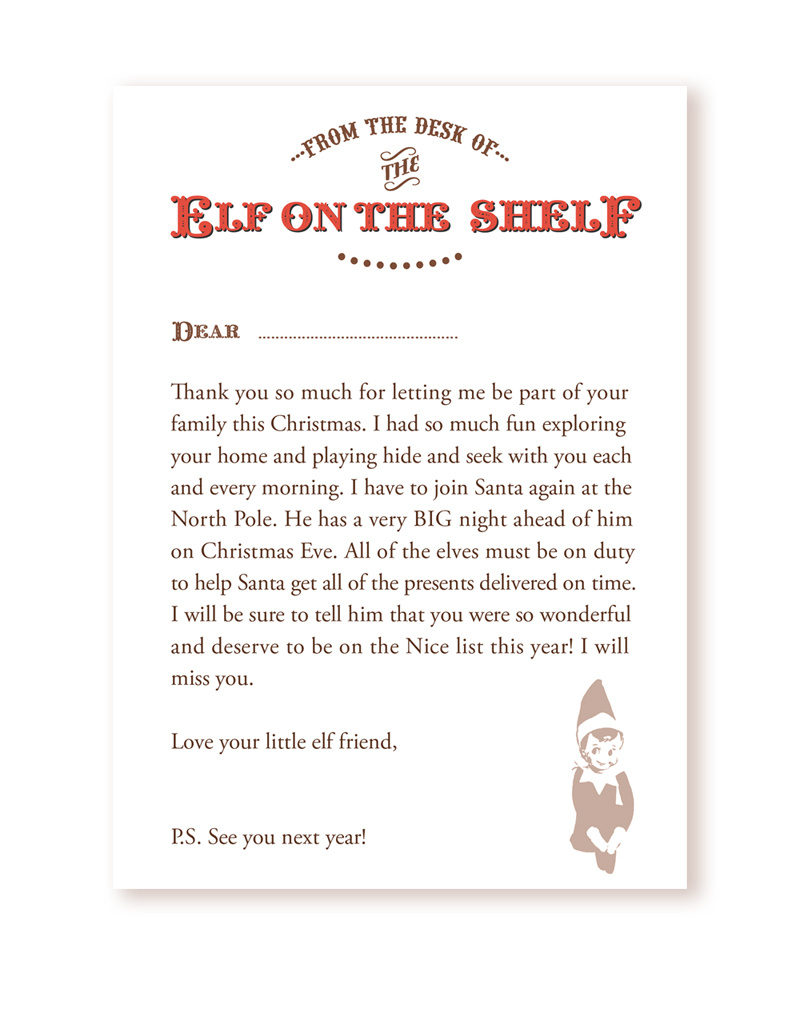 Freebie} Your Very Own Goodbye Letter From The Elf On The Shelf inside Goodbye Letter From Elf Free Printable