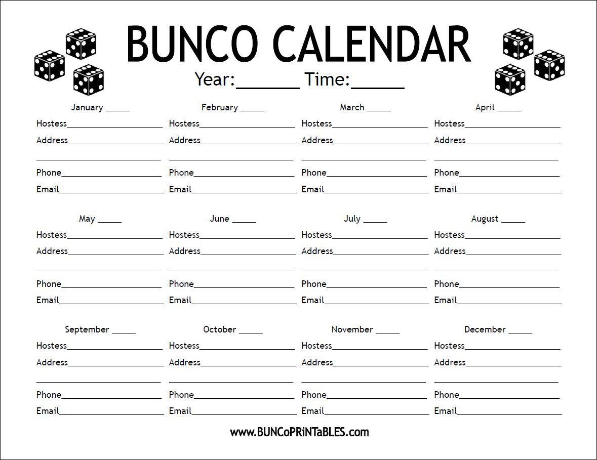 Freebies - Bunco Printables in Free Printable Bunco Cards