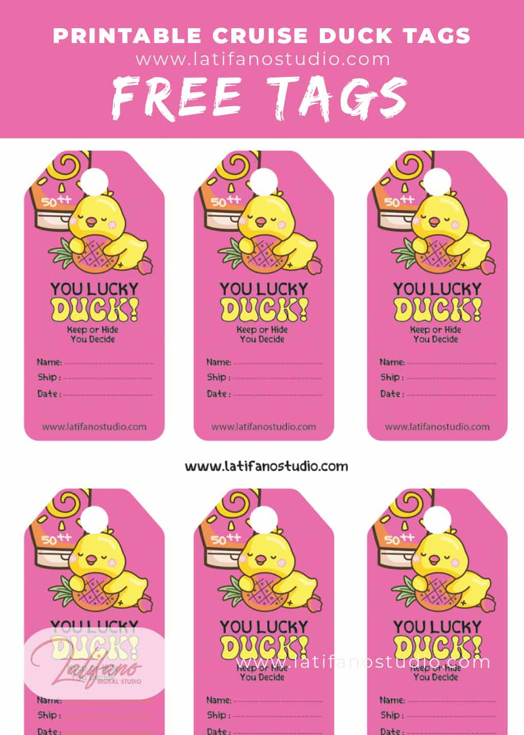 Girly Free Printable Cruising Duck Pink Tags - Printable Cruising Duck regarding Printable Editable Free Printable Cruising Duck Tags