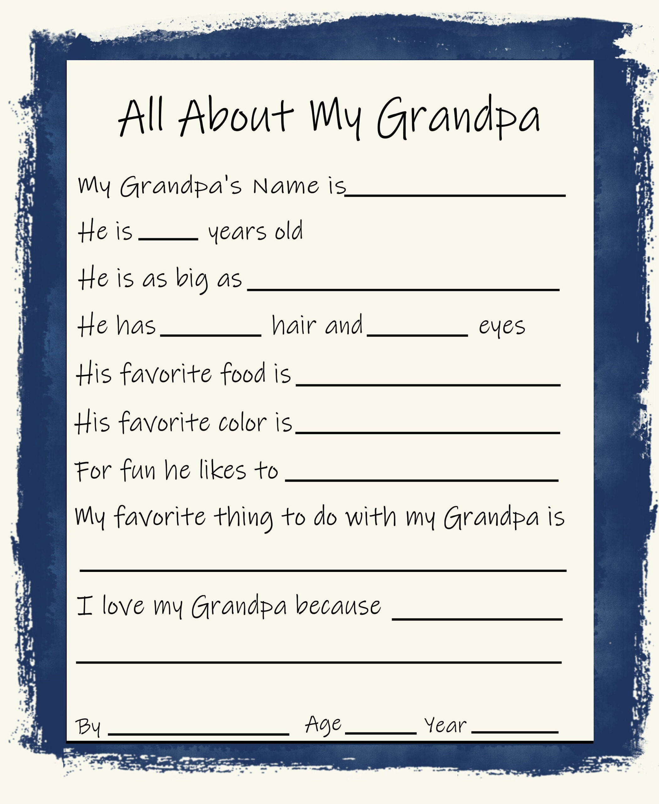 Grandpa, Father&amp;#039;S Day, All About My Grandpa, Father&amp;#039;S Day for All About My Grandpa Free Printable