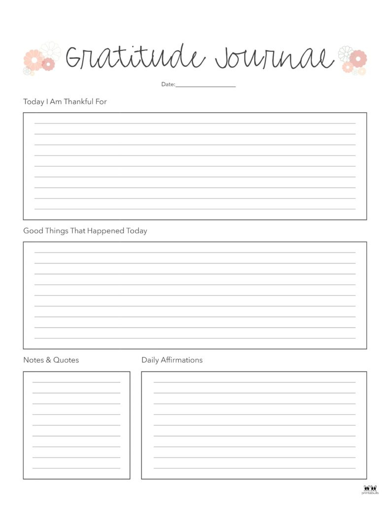 Gratitude Journal Templates - 18 Free Printables | Printabulls in Free Printable Gratitude Journal Pages