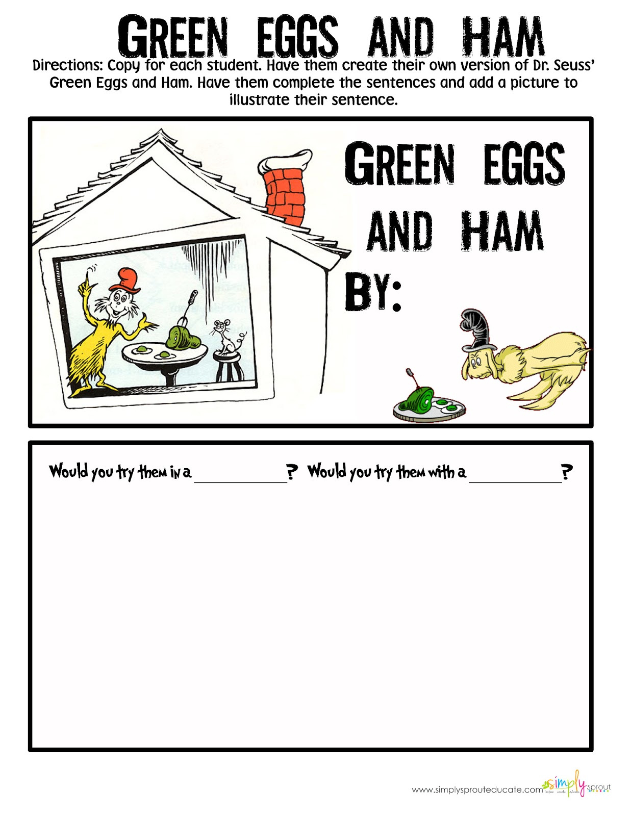 Green Eggs And Ham - Simply Sprout for Free Printable Green Eggs And Ham Craft Template