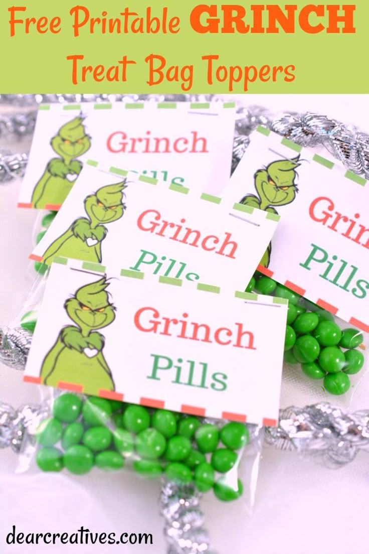 Grinch Candy Bag Topper - Treat Topper Printable in Free Printable Grinch Pills Bag Topper