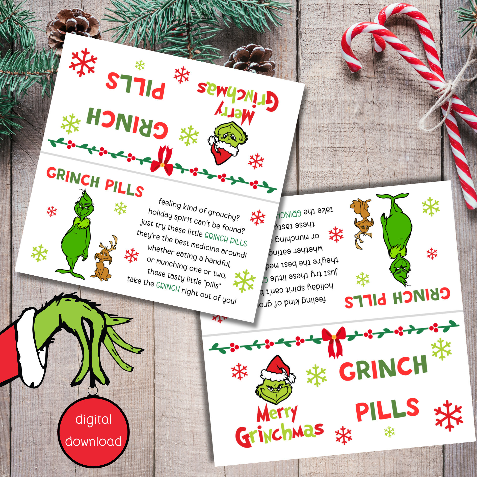 Grinch Pills Printable Treat Bag Topper Christmas Candy Bag Topper for Free Printable Grinch Pills Bag Topper